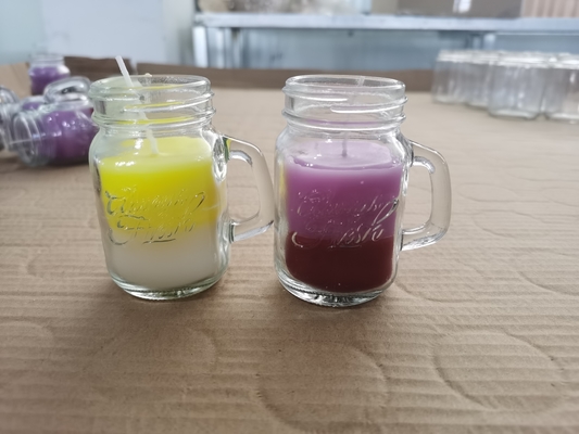 핸들과 아로마홈 소이 왁스 귀여운 메이슨 항아리 맞춘 냄새가 난 캔들