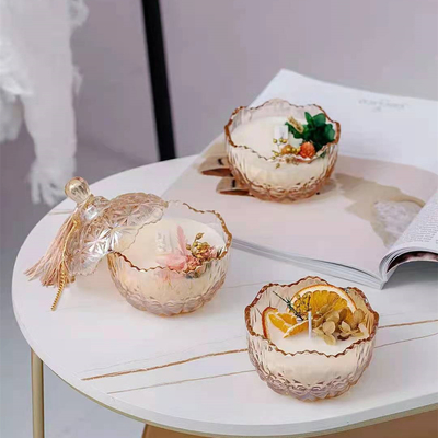 Lid와 아로마홈 파라핀유 소이 왁스 호박 유리 아로마테라피 오일 냄새가 난 캔들